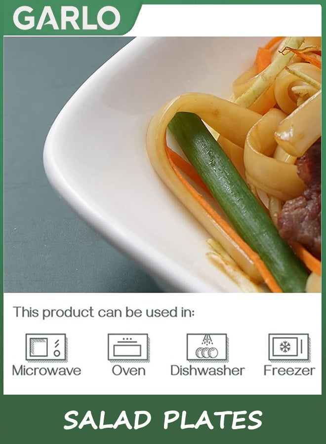 Garlo Salad Plates,8 in Ultralight Rectangular Dessert, Ceramic Small Serving Dishes for Fruit, Salad,Sushi Appetizer and More - Plate Set of 6, White - Image 2