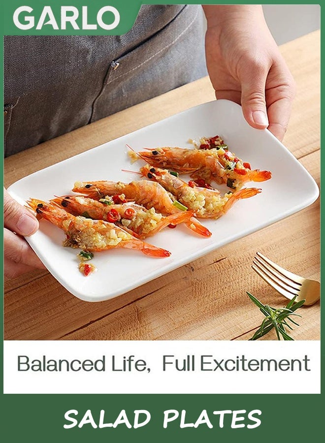 Garlo Salad Plates,8 in Ultralight Rectangular Dessert, Ceramic Small Serving Dishes for Fruit, Salad,Sushi Appetizer and More - Plate Set of 6, White - Image 3