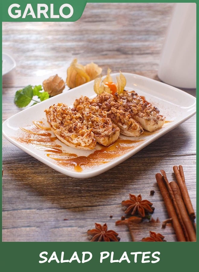 Garlo Salad Plates,8 in Ultralight Rectangular Dessert, Ceramic Small Serving Dishes for Fruit, Salad,Sushi Appetizer and More - Plate Set of 6, White - Image 5