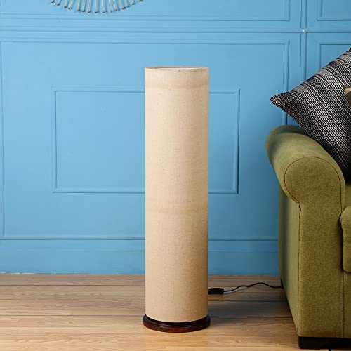 BTR CRAFTS® Cylinder Shape Wooden Base, Corner Decorative Floor lamp, Bedroom, Living Room, Home Décor, Pack of 1 (Beige) - Image 3