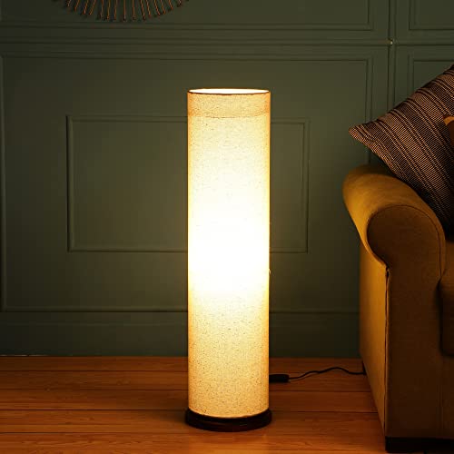 BTR CRAFTS® Cylinder Shape Wooden Base, Corner Decorative Floor lamp, Bedroom, Living Room, Home Décor, Pack of 1 (Beige) - Image 1