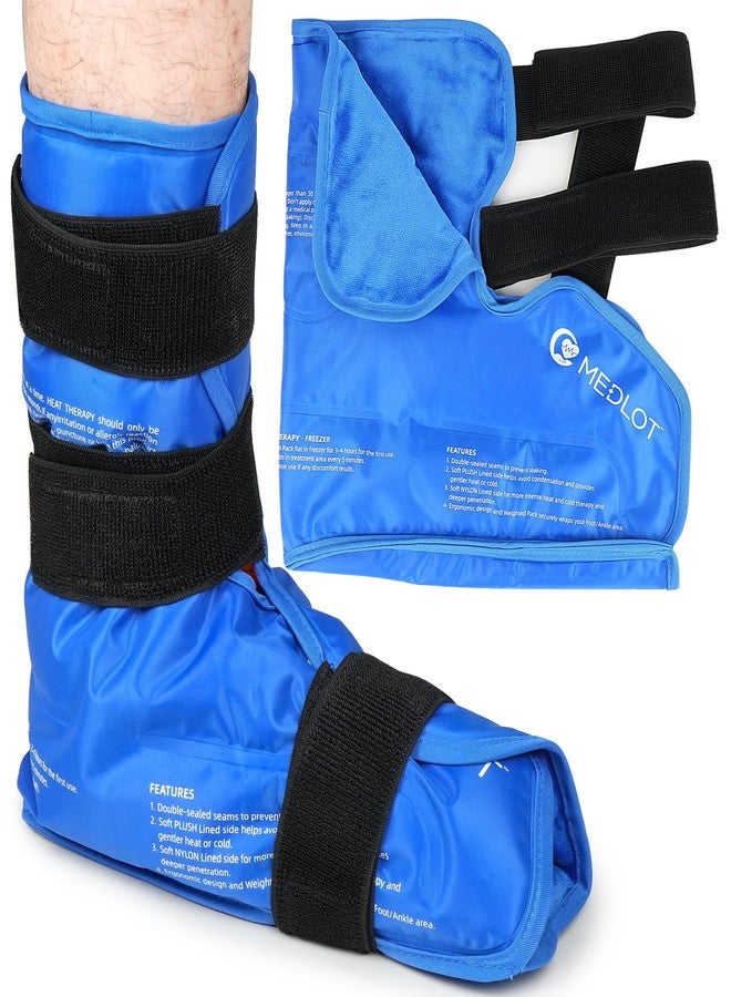 MEDLOT Ankle Ice Pack Wrap, Full Foot Large Reusable Hot Cold Therapy Pack for Achilles Tendonitis Relief, Swelling, Plantar Fasciitis, Heel Pain, Plush Lining, with Strap, Birthday Father's Day Gift - Image 1