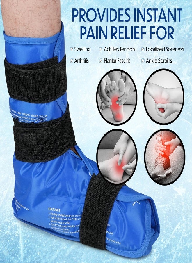 MEDLOT Ankle Ice Pack Wrap, Full Foot Large Reusable Hot Cold Therapy Pack for Achilles Tendonitis Relief, Swelling, Plantar Fasciitis, Heel Pain, Plush Lining, with Strap, Birthday Father's Day Gift - Image 3