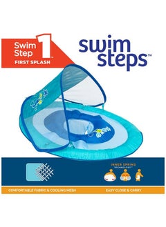 SwimWays Baby Spring Float With Adjustable Canopy And Upf Sun Protection Blue Lobster  - Image 3