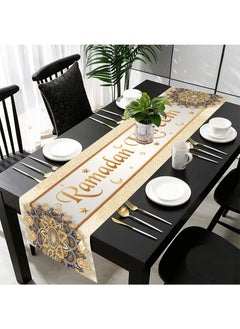 Eid Mubarak Table Flag 70.8x13.8 inches - Islamic Ramadan Table - Muslim Eid Family Kitchen Dining Room - Ramadan  Mubarak Table Runner with Venus Moon Mosque Decoration, White Gold Color - pzsku/Z6025DE9F60D3F8E8D37DZ/45/_/1706955483/6e326dbc-58bc-422a-8766-63c98a81aa2b