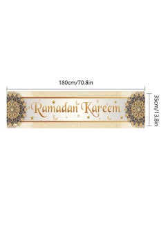 Eid Mubarak Table Flag 70.8x13.8 inches - Islamic Ramadan Table - Muslim Eid Family Kitchen Dining Room - Ramadan  Mubarak Table Runner with Venus Moon Mosque Decoration, White Gold Color - pzsku/Z6025DE9F60D3F8E8D37DZ/45/_/1706955484/8ebfa7b4-1ec0-48e5-8958-58b5bed7f5c3