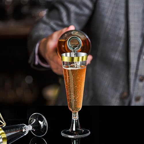 SUREHOME Champagne Flutes Plastic Champagne Glasses Disposable 100 Pack 5 Oz Gold Rim Mimosa Glasses Acrylic Wedding Toasting Cocktail Cups for 2025 Graduation Decorations Birthday Party Supplies - Image 4