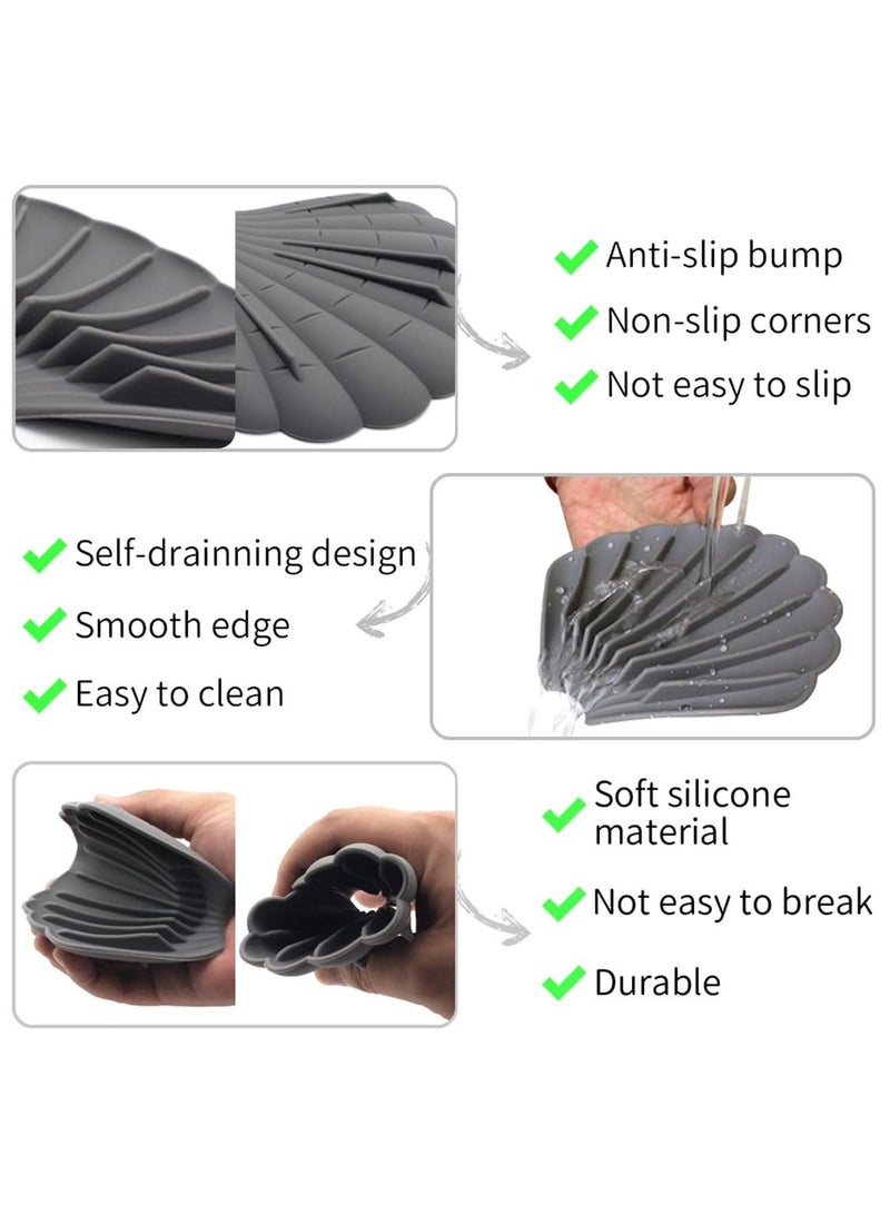 Self Draining Soap Dishes, Premium Silicone Soap, Bathroom, Kitchen, Bath Tub, Easy Cleaning,Keep Bars Dry Clean,Extend Life(Gray,Green,White), 3 Pcs  - Image 4