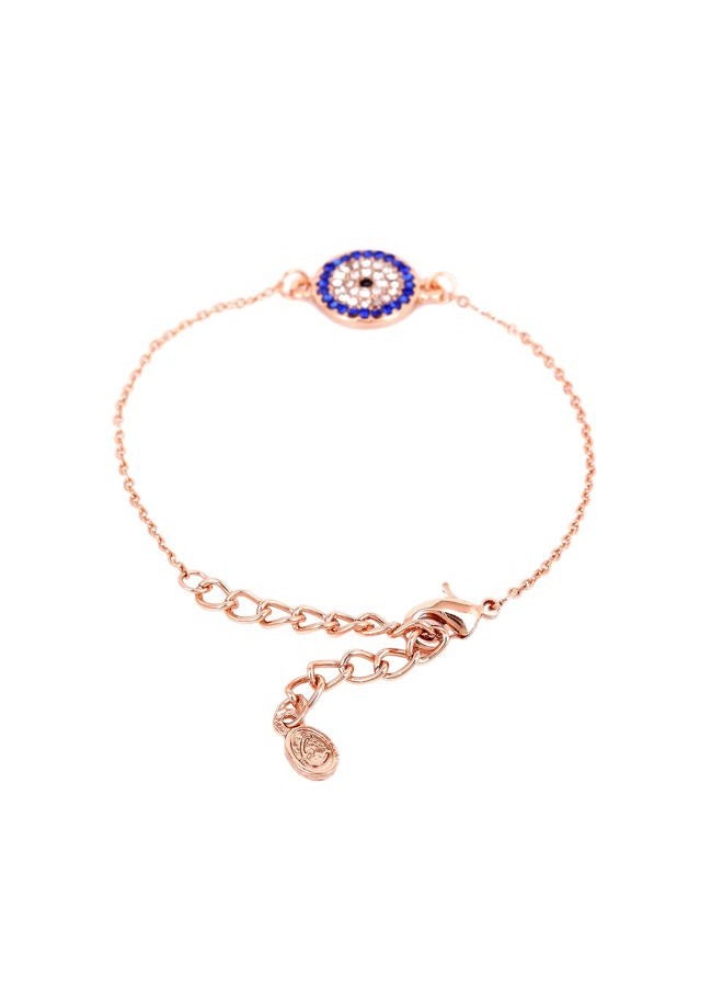 Estele 24 Kt Rose Gold Plated Evil Eye Coin Link Bracelet - Image 4