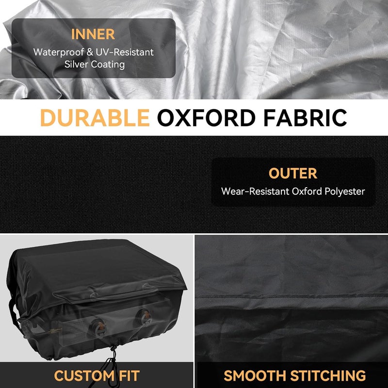 KEYDINHT Griddle Cover for Blackstone 22in Tabletop Griddle with Hood & Captiva Designs 22 in Flat Top Grill - BBQ Gas Grill Cover Tabletop Griddle Cover for Outdoor Grill, Waterproof, Anti-UV, Black - Image 5