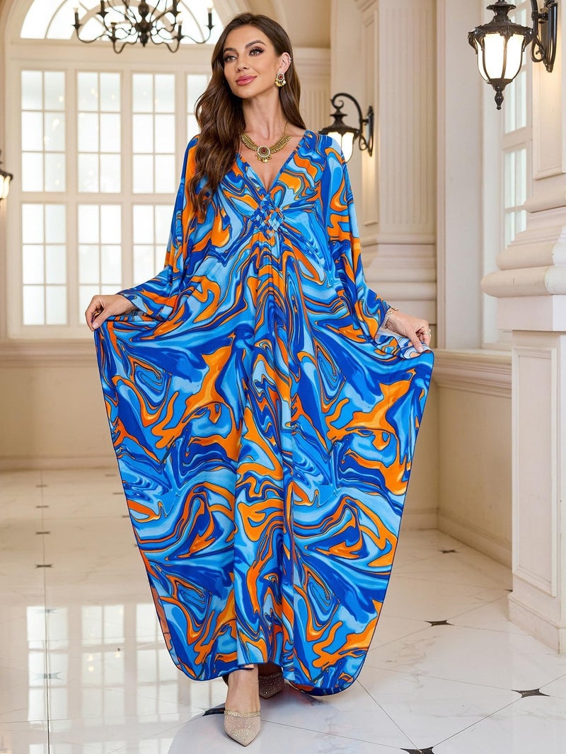 KEYLORTING Womenâ€™s Kaftan Beach Cover Up Dress Plus Size Summer Swimsuit Loungewear Maxi Dress - Image 2