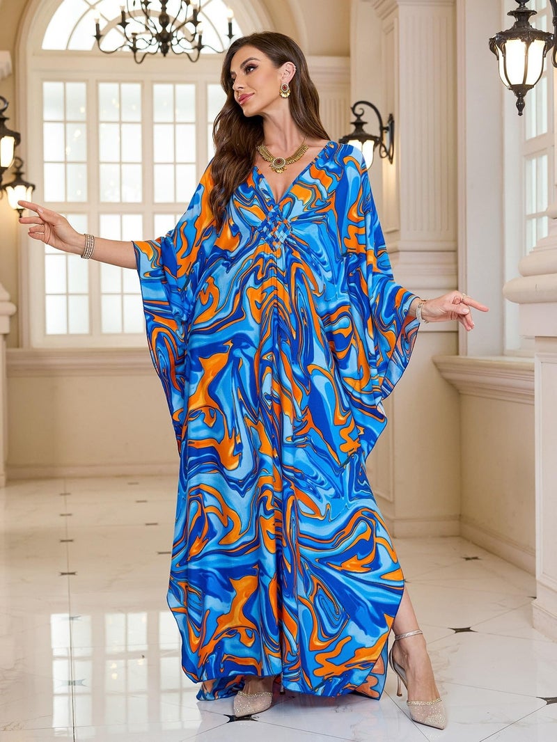 KEYLORTING Womenâ€™s Kaftan Beach Cover Up Dress Plus Size Summer Swimsuit Loungewear Maxi Dress - Image 5