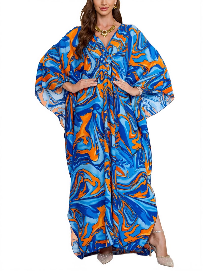 KEYLORTING Womenâ€™s Kaftan Beach Cover Up Dress Plus Size Summer Swimsuit Loungewear Maxi Dress - Image 1