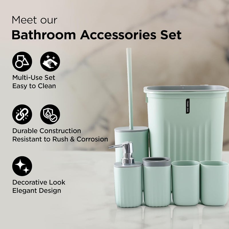 Homestic 8 Pcs Bathroom Accessories Set | Soap Dish, Dispenser, Dustbin, Mouth Wash Cup, Toilet Brush & Tissue Paper Holder for Bathroom | Bathroom Essentials for Officea66 - Image 2
