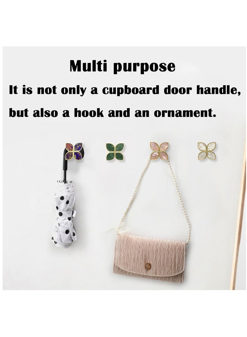 Knobs Four-Leaf Clover Brass Pulls Handles, Gold Knobs Dresser Knobs Clover Cabinet Handles with Screws for Dresser Drawers Kitchen Cabinet Watercolor, 6 pcs - Image 2