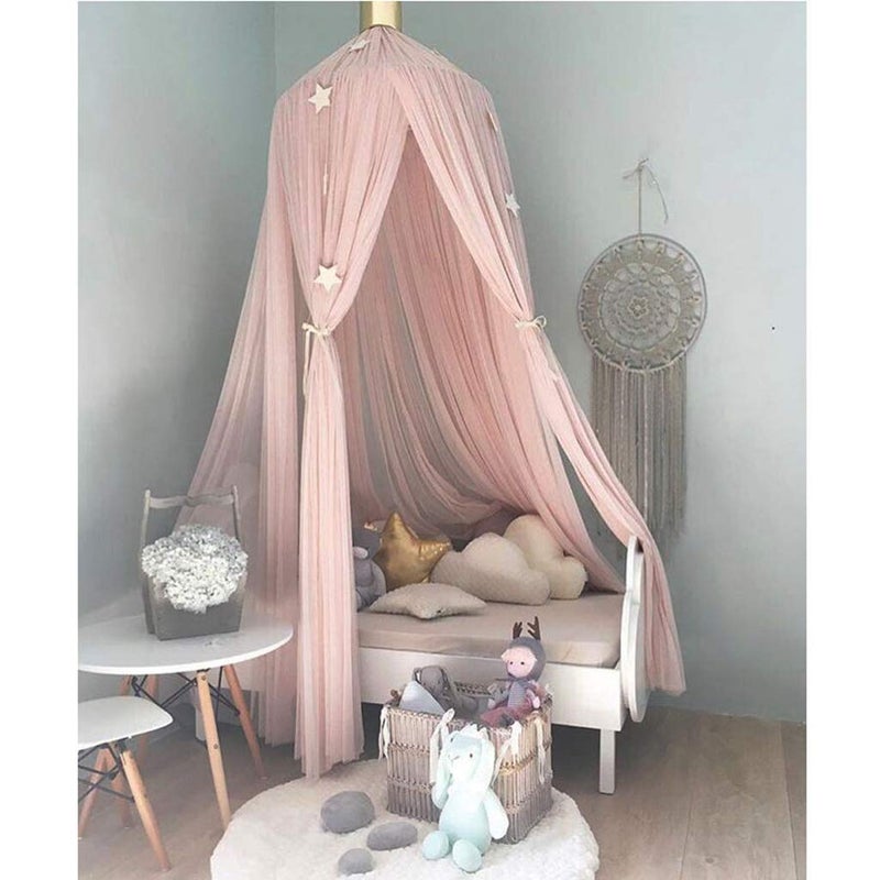 OldPAPA Bed Canopy for Girls - Princess Bed Canopy Mosquito Net Nursery Play Room Decor Dome Premium Yarn Netting Curtains Baby Game Dream Castle, Pink - Image 3