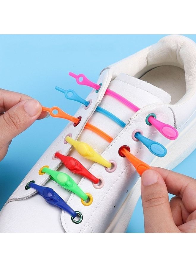 ZCM-HAPPY 12-Piece Elastic Silicone Waterproof No Tie Shoelaces Set  - Image 4