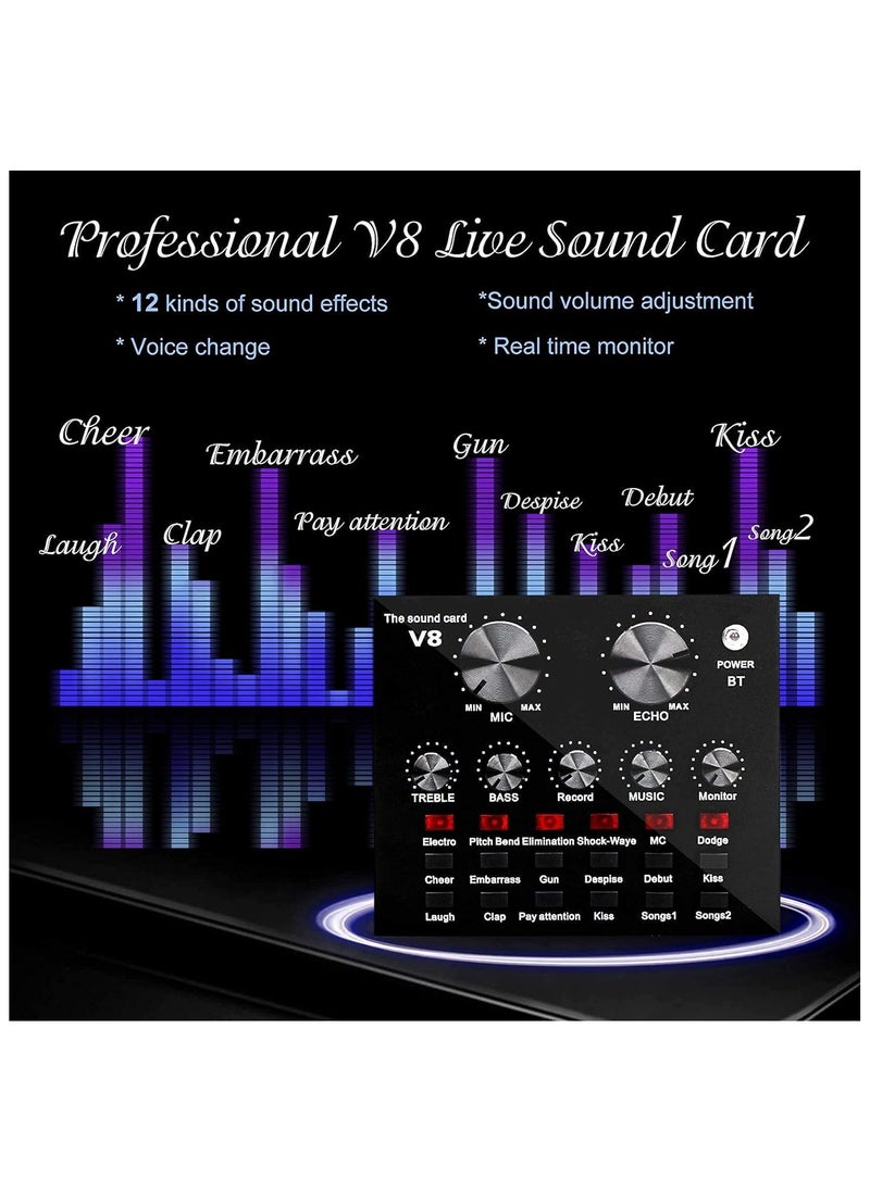 Generic sound card, Condenser Microphone Bundle with Live Sound Card, Adjustable Mic Arm Stand Desk for Studio Recording & Broadcasting, Condenser Microphone, BM-800 Mic Kit  - Image 2