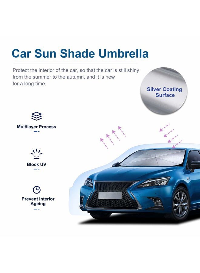 helloleiboo Car Windshield Sun Shade UV Rays and Heat Sun Visor Protector Foldable Reflector Windshields Umbrella - Image 2