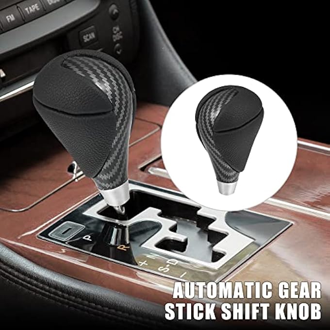 ريحني مقبض ناقل الحركة الأوتوماتيكي الأوتوماتيكي لسيارة X AUTOHAUX لسيارة لكزس ES350 20072015 GS450h 20072011 لسيارة لكزس RX450h بنمط جلد صناعي أسود من ألياف الكربون - Image 3