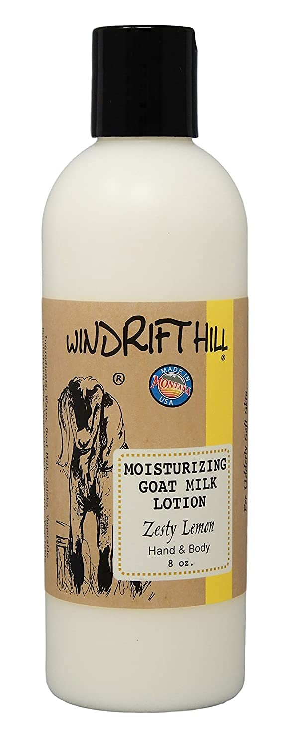 Windrift Hill Moisturizing Goat Milk Hand  Body Lotion 8 Ounce Bottle Zesty Lemon