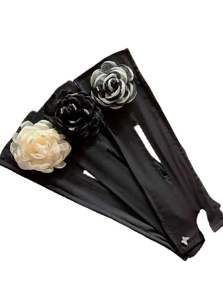 Rozino 3 PCS Elegant Rhinestone Embellished Hair Bun Maker - Soft Fabric Ribbon Hair Tie for Women and Girls, Styling Accessory for Hairstyles and Hair Care - Image 5