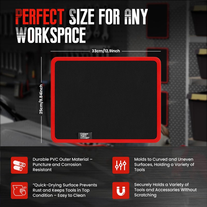 Deepredcoast Magnetic Tool Mat, 40 lbs Heavy Duty Magnetic Parts Holder, 9.8" Ã— 12.9" Flexible Non Slip Tool Organizer with PVC Protection for Garage, Workshop & Auto Repair, Red - Image 5