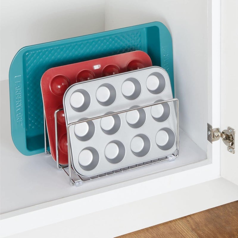 m-design Baking Tray Rack — Wire Rack for Sorting Trays, Pans and other Cookware Items — Free-Standing Pan Stand for the Kitchen — Chrome - Image 2