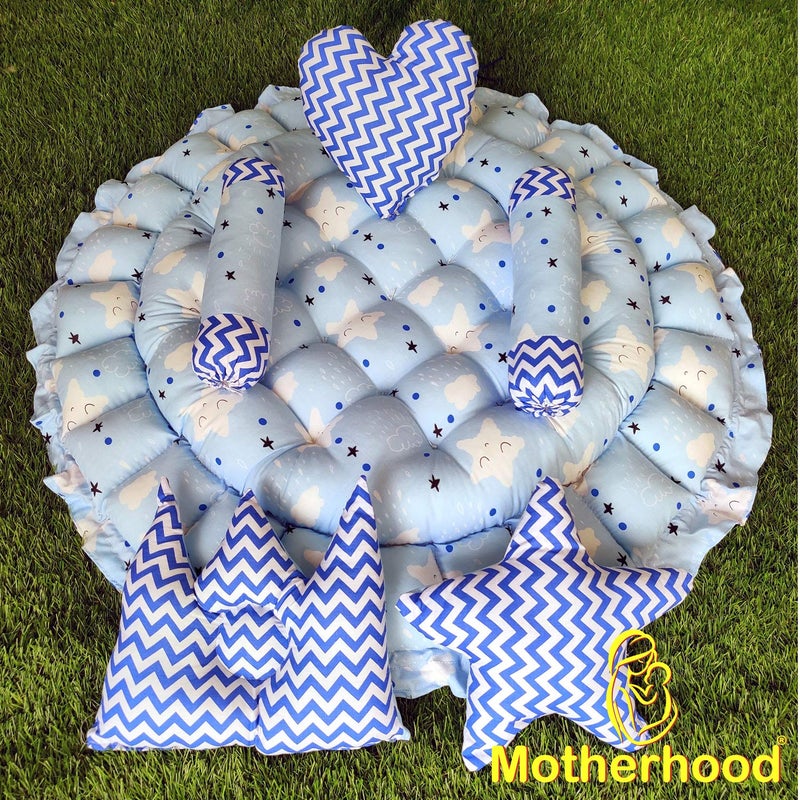 MOTHERHOOD MOTHERHOOD Round Baby Tub Bed and 5 pc Baby Pillow Luxury Baby Mattress Bed Sleeper Bedding Set coSleeper Safe Cotton Fabric with RFilled UltraSoft Comfortable for Newborn to Toddlers ZSky - Image 4