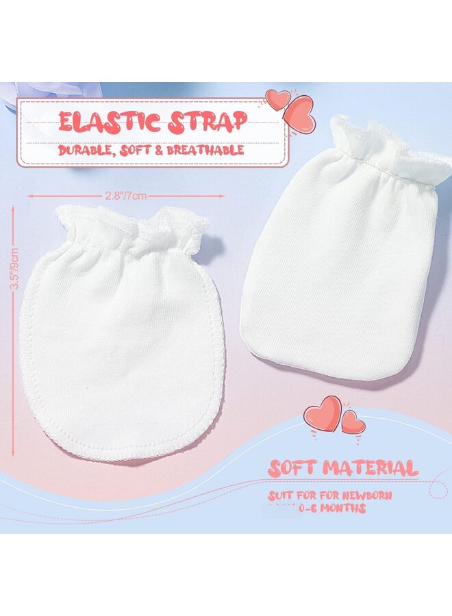 16 pairs of newborn cotton finger mittens (non-scratch mittens), unisex newborn finger mittens, newborn mittens scratch face injury (0-6 months boys and girls use)(A)  - Image 2