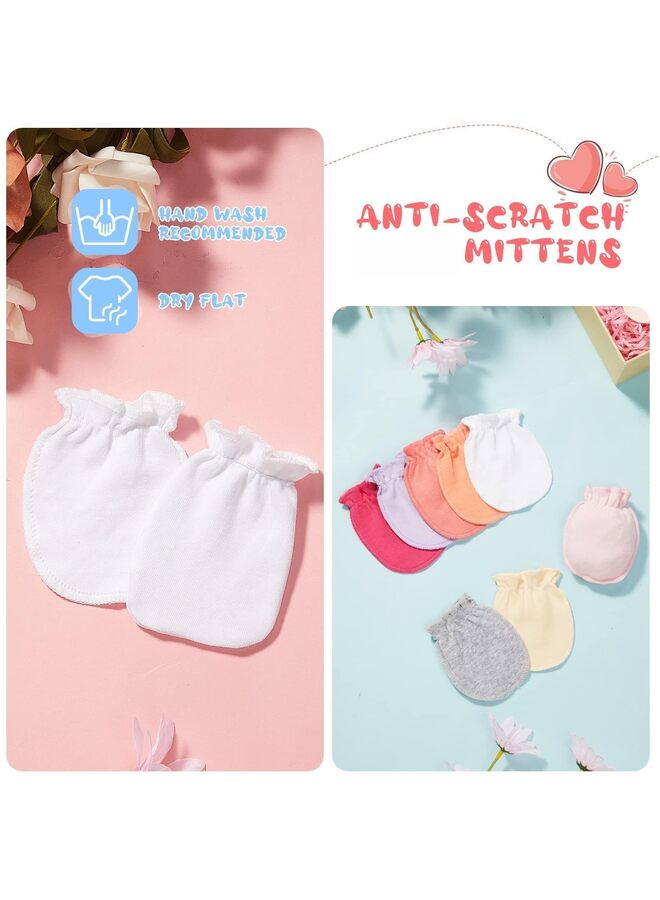 16 pairs of newborn cotton finger mittens (non-scratch mittens), unisex newborn finger mittens, newborn mittens scratch face injury (0-6 months boys and girls use)(A)  - Image 3