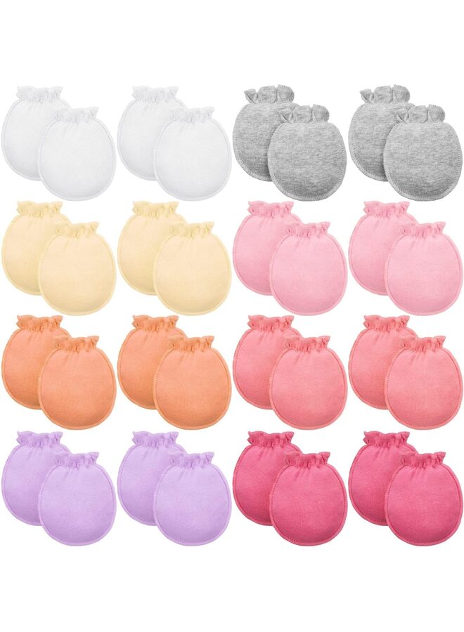 16 pairs of newborn cotton finger mittens (non-scratch mittens), unisex newborn finger mittens, newborn mittens scratch face injury (0-6 months boys and girls use)(A)  - Image 1