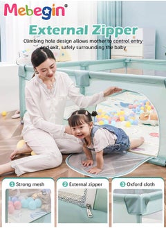 MEBEGIN 120*160cm Baby Playpen Play Pens for Babies and Toddlers,Baby Playard for Babies and Toddlers, Baby Fence Play Pens for Indoor & Outdoor, Sturdy Safety Play Yard with Soft Breathable Mesh, Anti-Fall  - Image 4