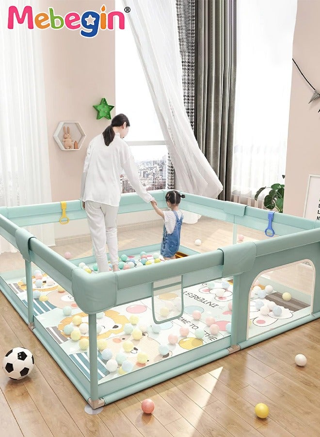 MEBEGIN 120*160cm Baby Playpen Play Pens for Babies and Toddlers,Baby Playard for Babies and Toddlers, Baby Fence Play Pens for Indoor & Outdoor, Sturdy Safety Play Yard with Soft Breathable Mesh, Anti-Fall - Image 1