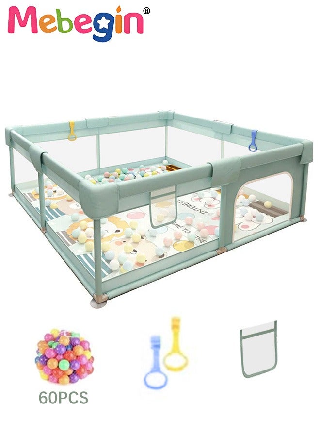 MEBEGIN 120*160cm Baby Playpen Play Pens for Babies and Toddlers,Baby Playard for Babies and Toddlers, Baby Fence Play Pens for Indoor & Outdoor, Sturdy Safety Play Yard with Soft Breathable Mesh, Anti-Fall - Image 2