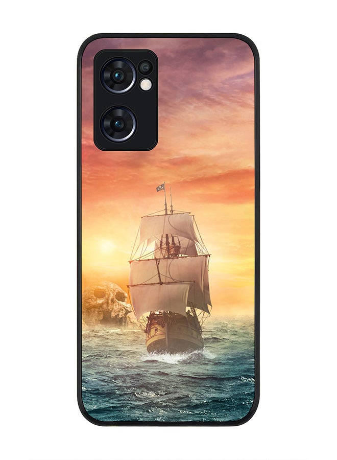 Stylizedd Rugged Black edge case for Oppo Find X5 Lite, Slim fit Soft Case Flexible Cover - Skull Island - Image 1
