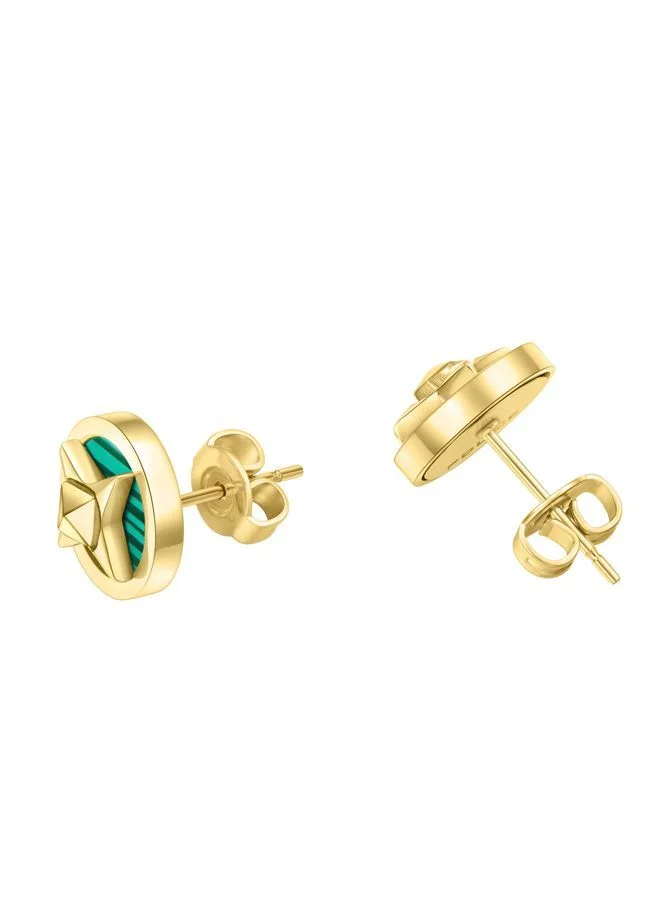 POLICE Lucky Star Earring for Women Gold Plating with Malachite