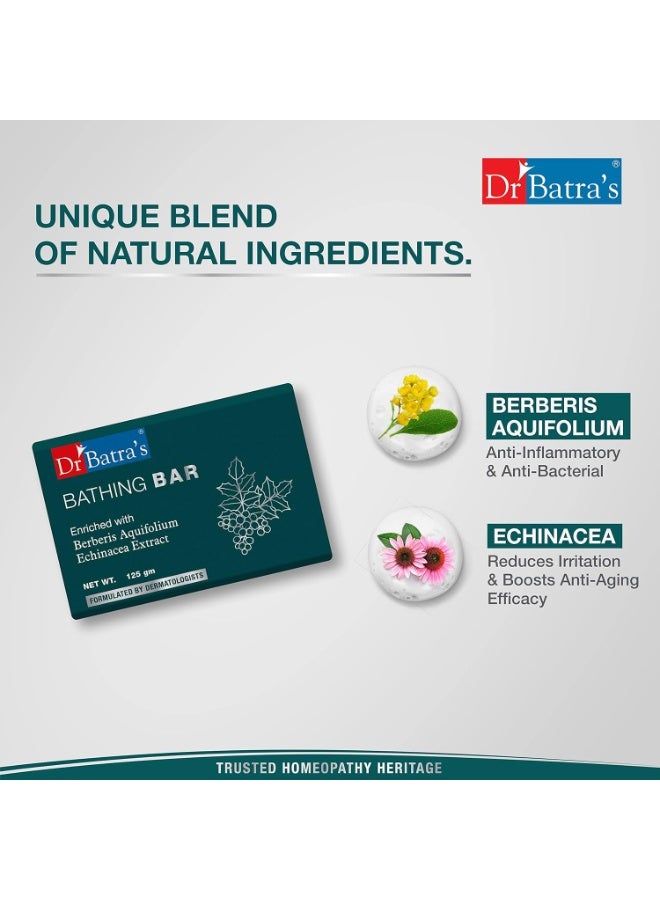 Dr Batra's Bathing Bar, Enriched with Berberis and Aquifolium, Soap for clean, clear & luminous skin, Protection from infections,Longlasting moisturzing effect (125g, Pack of 4) - Image 4