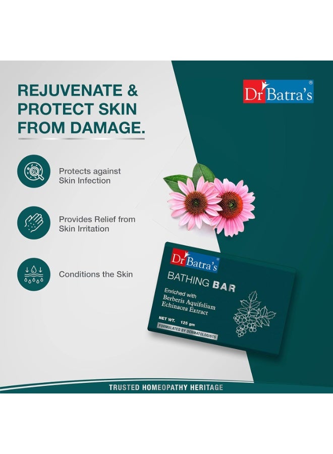 Dr Batra's Bathing Bar, Enriched with Berberis and Aquifolium, Soap for clean, clear & luminous skin, Protection from infections,Longlasting moisturzing effect (125g, Pack of 4) - Image 3