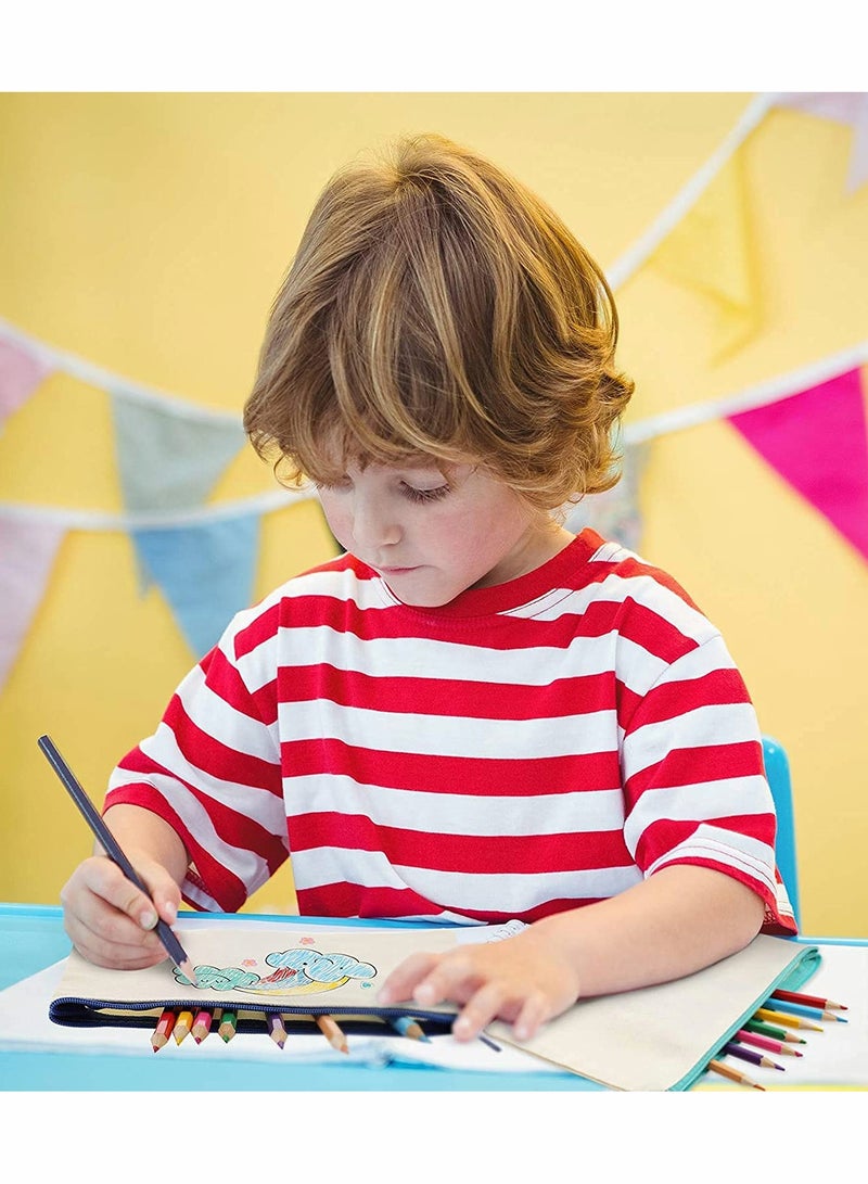 كاست ويف حقيبة فارغة للحرف اليدوية مصنوعة من القماش، وحقيبة قماش بسحاب، وحقيبة أقلام قماشية، وحقائب مكياج قماشية (7.87 × 5.70 بوصة، متوسط) - Image 3