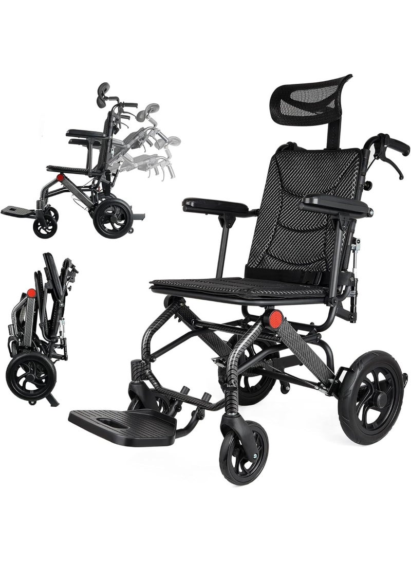 Cool Baby Ultra-light reclining travel wheelchair, aluminum alloy wheelchair, foldable wheelchair, load capacity 220 pounds, transport wheelchair, lightweight aluminum alloy wheelchair for the elderly - Image 1
