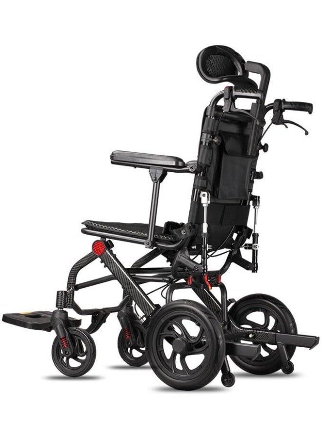 Cool Baby Ultra-light reclining travel wheelchair, aluminum alloy wheelchair, foldable wheelchair, load capacity 220 pounds, transport wheelchair, lightweight aluminum alloy wheelchair for the elderly - Image 2