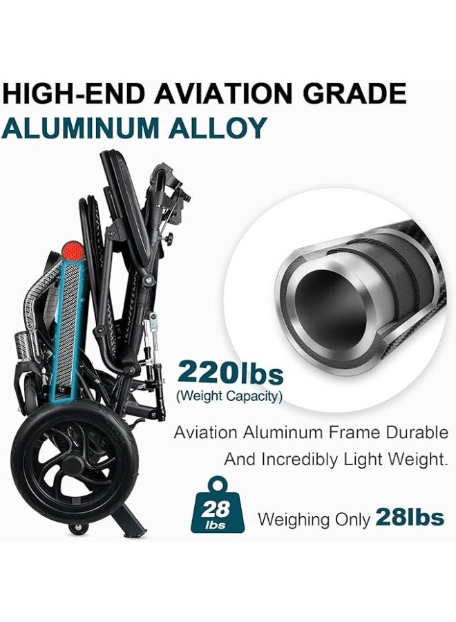 Cool Baby Ultra-light reclining travel wheelchair, aluminum alloy wheelchair, foldable wheelchair, load capacity 220 pounds, transport wheelchair, lightweight aluminum alloy wheelchair for the elderly - Image 4