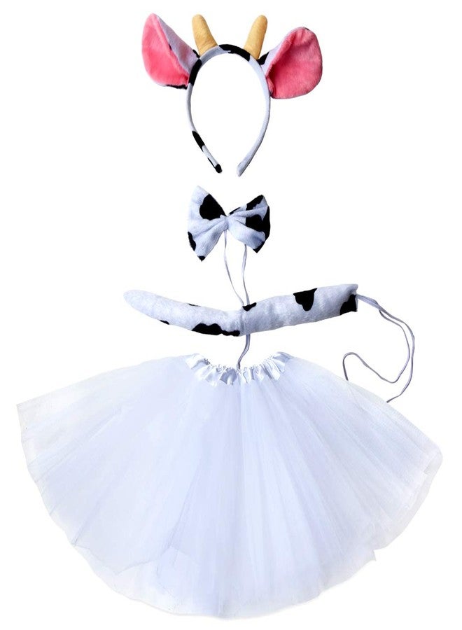 Marrywindix White Cow Costume Tutu Set Animal Fancy Dress Costume Kit Accessories - Image 1
