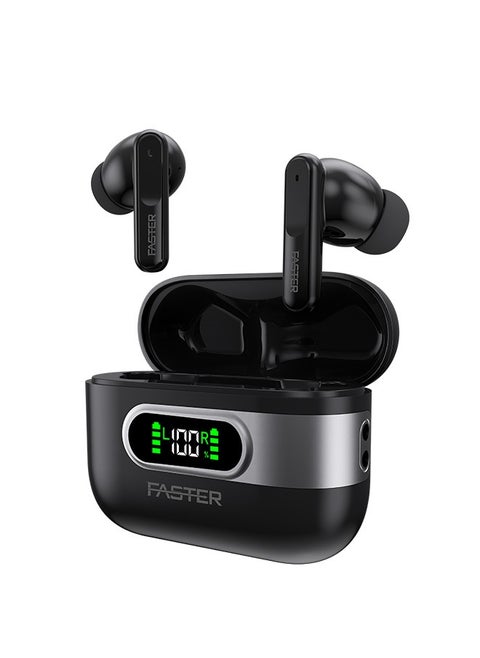 Slick X Wireless Earbuds with Extra Ear Tips - 6 Hours Playtime with Bluetooth 5.4 - HiFi Stereo Sound Airpods - Gaming Bluetooth Earphones with Ultra-Low Latency - Deep Bass, Touch Control - For Exercise, Gym - Compatible with iPhone & Android (Black)