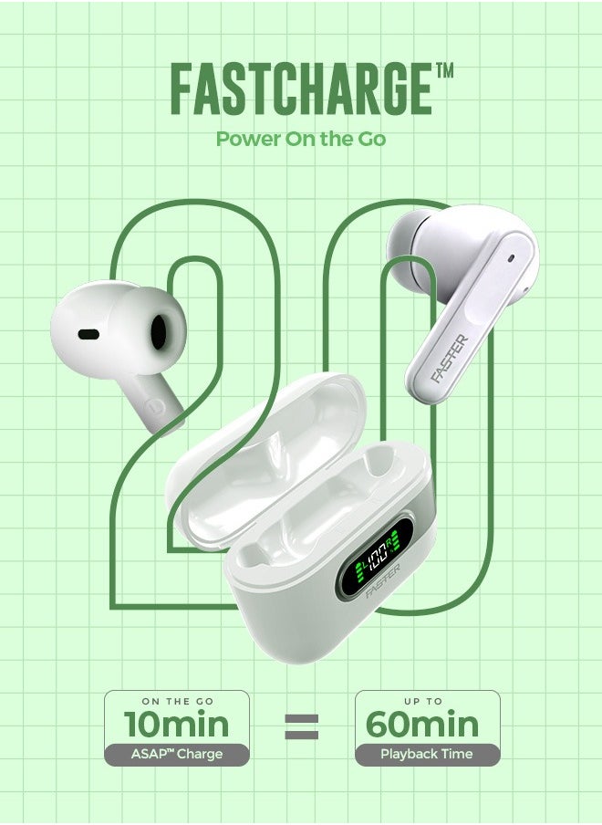 Faster - Slick X Wireless Earbuds with Extra Ear Tips - 6 Hours Playtime with Bluetooth 5.4 - HiFi Stereo Sound Airpods - Gaming Bluetooth Earphones with Ultra-Low Latency - Deep Bass, Touch Control - For Exercise, Gym - Compatible with iPhone & Android (Black) - Image 1