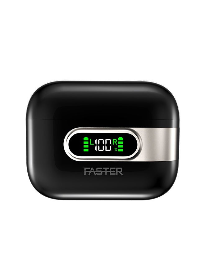 Faster - Slick X Wireless Earbuds with Extra Ear Tips - 6 Hours Playtime with Bluetooth 5.4 - HiFi Stereo Sound Airpods - Gaming Bluetooth Earphones with Ultra-Low Latency - Deep Bass, Touch Control - For Exercise, Gym - Compatible with iPhone & Android (Black) - Image 1