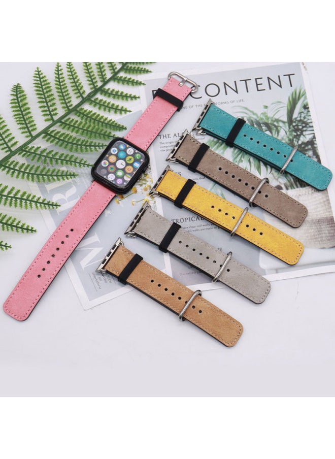 Generic - Heat Sublimation PU Leather Blank For Apple Watch Band Suitable For Apple Watch 12345 Generations Fashionable Metal Fake Leather-Color:Light Gray - Image 1