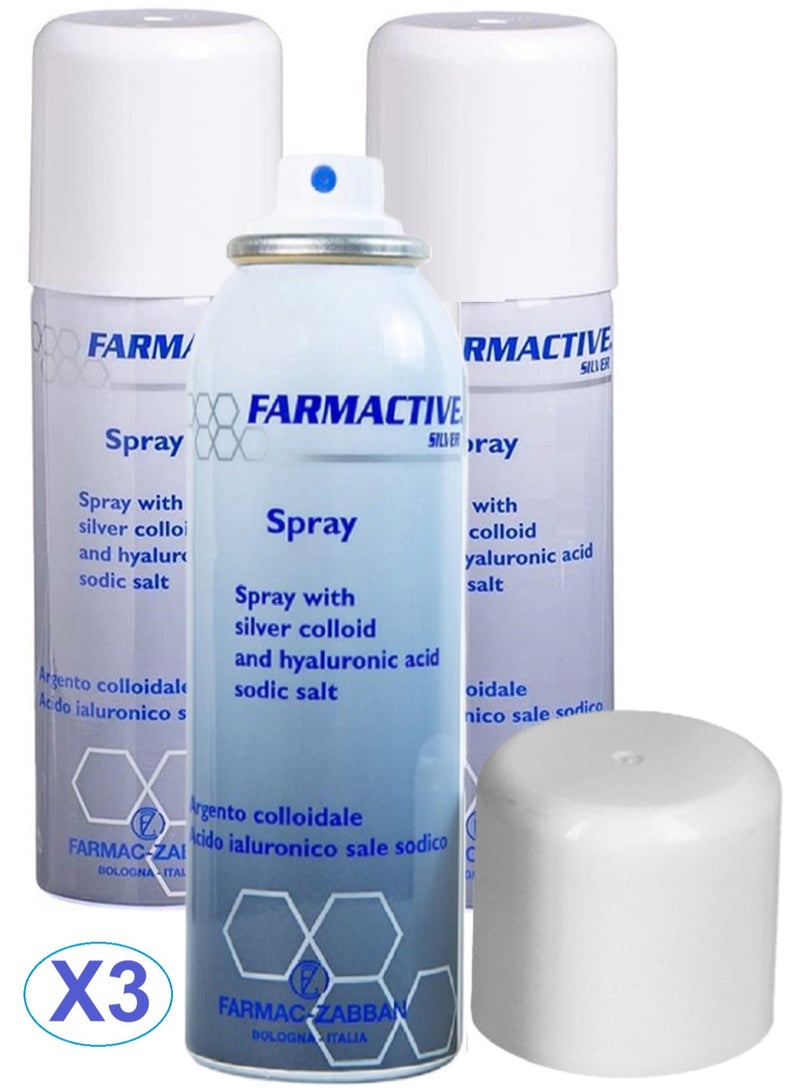 فارماك زبان فارمكتيف سيلفر بخاخ علاجي للقدم السكرى وعلاج قرح الفراش والجروح والحروق وجروح ما بعد العمليات الجراحية 125 مل ( 3 عبوة ) - Image 1