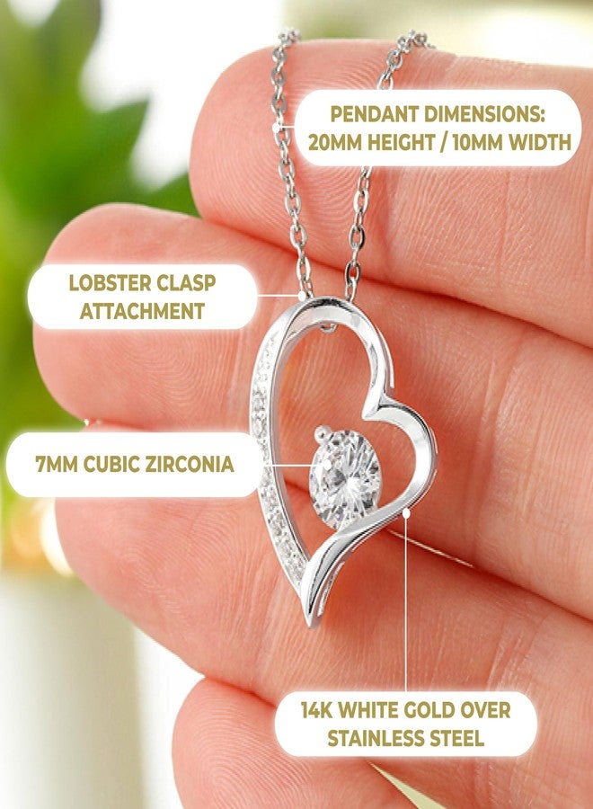 LUXUS™ Love Heart Necklace for My Queen - 18K White Gold Finish, Inspirational Jewelry for Wife or Girlfriend, Empowering Message Pendant, Thoughtful Gift for Her with a Luxury Gift Box - Image 4